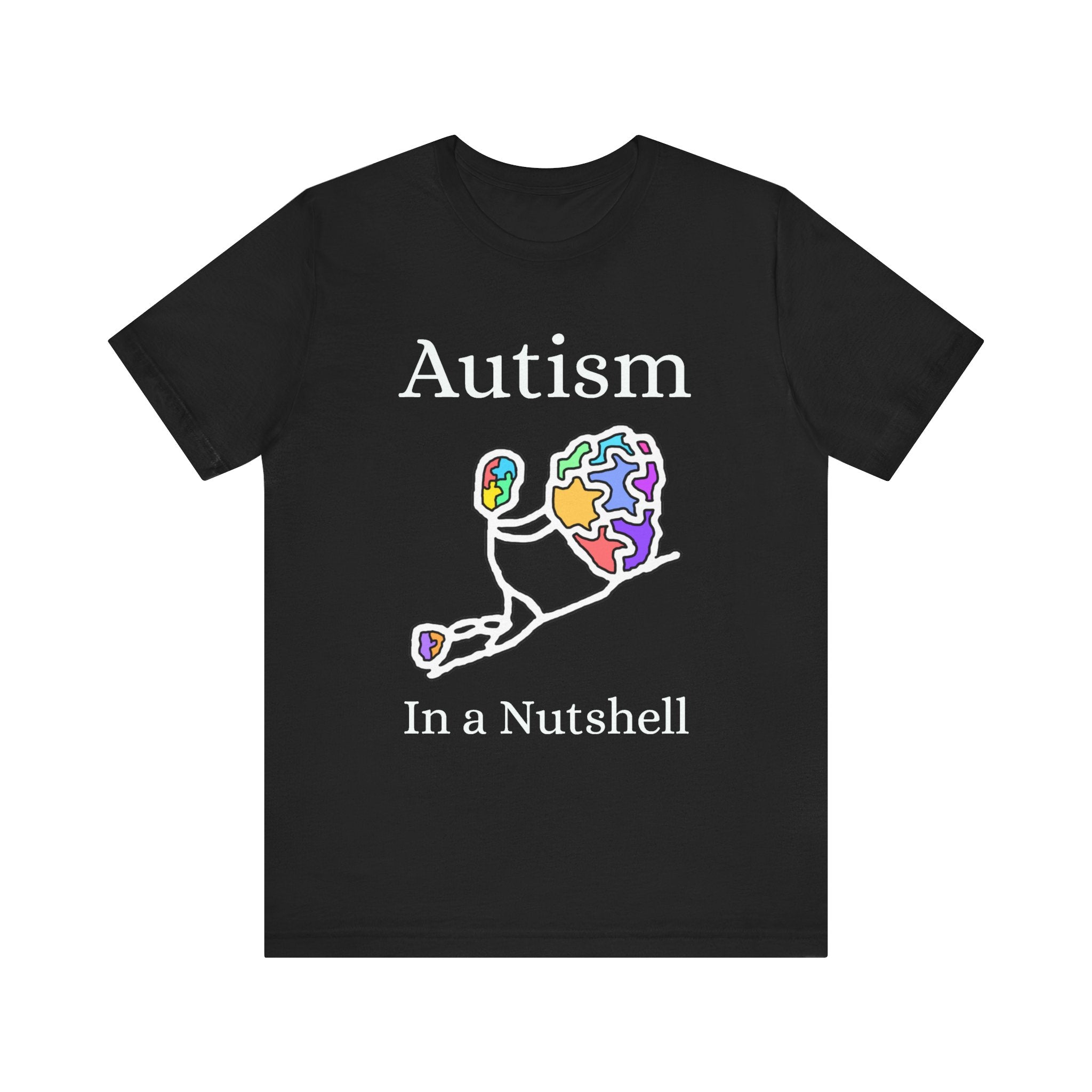 Black Autism Awareness tee with colorful puzzle design