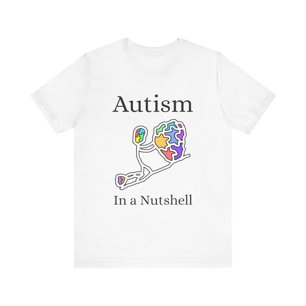 White Autism Awareness T-shirt with colorful puzzle design