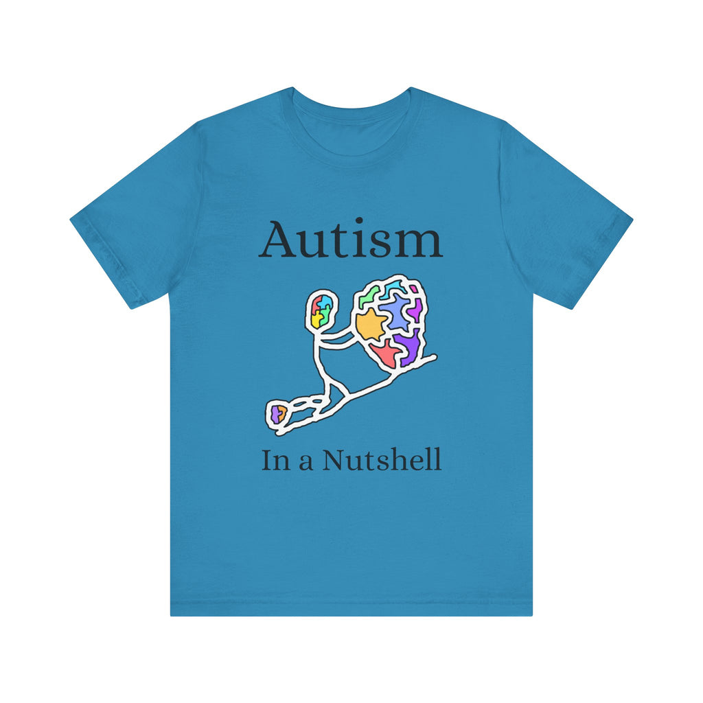 Blue Autism Awareness T-shirt with colorful puzzle design